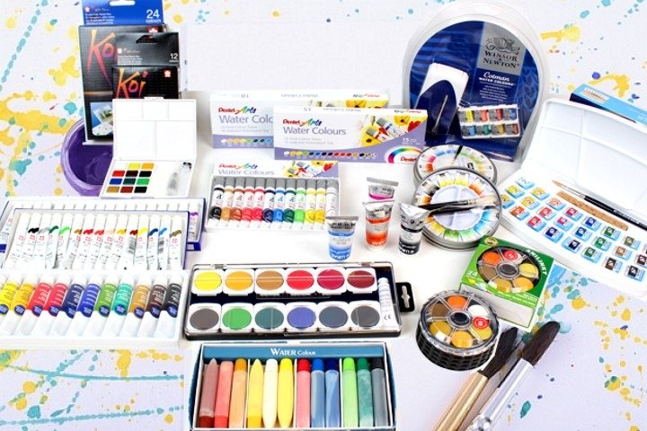 pinturas escola aquarela sakura pentel vangogh koh i noor reeves pebel pastilha bisnaga