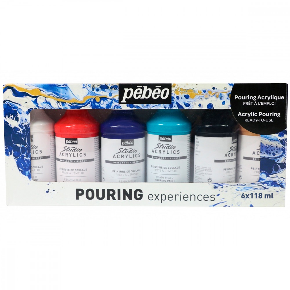 Estojo Acrílica Pouring Pébéo 6 Cores 118ml